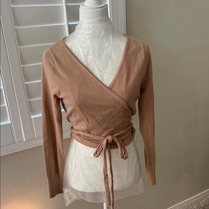 Elegant Tan Wrap Cardigan